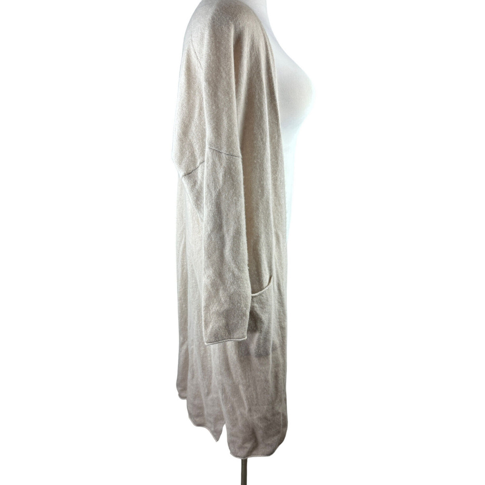 Van Winkle & Co. Long Sleeve Open Front Cashmere Duster Long Cardigan Tan Large - Picture 9 of 11